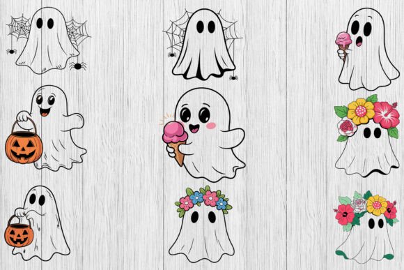 Cute Ghost SVG Bundle for Embroidery Projects