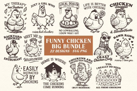 Funny Chicken Bundle SVG PNG Quirky Art Review